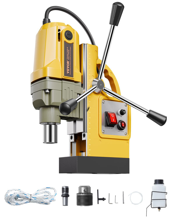 VEVOR Magnetic Drill, 1400W Motor 1.6 in Boring Diameter, 2810 lbf Portable Electric Mag Drill Press, 800 RPM No-Load Speed, Drilling Machine for Metal Surface, Industrial and Home Improvement