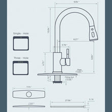 VIDEC Touch On Kitchen Faucet, 3 Modes Pull Down Sprayer, Smart Touch On Sensor Activated, LED Temperature Control, 360-Degree Rotation, 1 or 3 Hole Deck Plate. (KW-70SN, Touch on, Brushed Nickel)