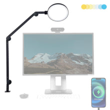 LUME CUBE Edge Light 2.0 LED Black Desk Lamp | Dimmable Home Office Desk Light with USB Charging Port & Strong Swing Arm | Adjustable Color Temperature and Brightness | Circle Webcam Light