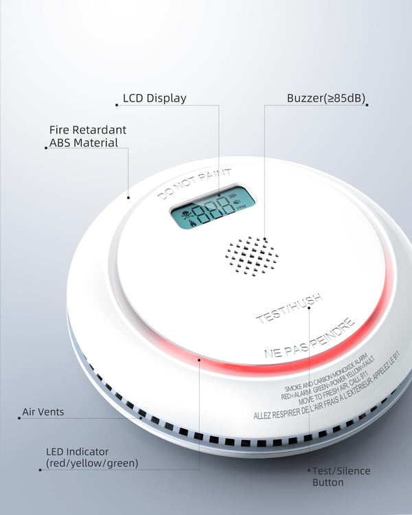 SITERWELL Smart Smoke and Carbon Monoxide Detector with LCD Display, 2.4G WiFi Smoke Detector, WiFi Smoke Detector and Carbon Monoxide Detector Combo Conforms to UL 217 & UL 2034 Standards, 4 Pack