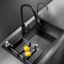 LIJIJUCN Black Stainless Steel Kitchen Sink, Single Bowl Kitchen Sink, Drop In/Topmount Workstation Sink with Sliding Accessories, Farmhouse Workstation Sink with Multiple Accessories (28.3 x 17.7in)