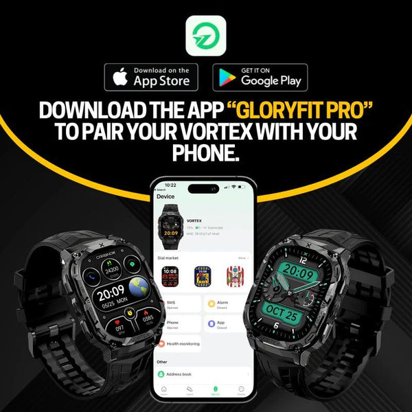 CARBINOX Vortex Smartwatch (Answer/Make Calls), Military-Grade Rugged Fitness Tracker, IP69K Waterproof, Sport Design for Active Lifestyles