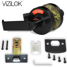 VIZILOK ADA Compliant, Single Egress Indicator Privacy Lock C5FM-L Durable ANSI Grade 2 Comp Commercial LeftHanded Non Reversible in-Use or Vacant Push Button Lever - Matte Black