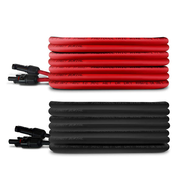 TEMCo 8 AWG/Gauge Solar Panel Extension Cable - Made in The USA (M/F Solar Connector Ends) (80 Feet Black + 80 Feet Red) (Variety of Lengths Available)