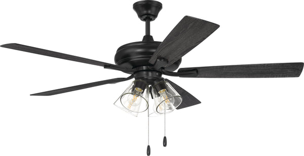 Craftmade 52" Eos 4 Light Ceiling Fan in Flat Black Finish with Reversible Flat Black/Greywood Blades