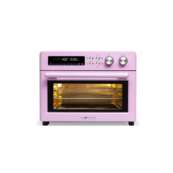 VAL CUCINA Limited Edition Happy Pink Infrared Heating Air Fryer Toaster Oven, Extra Large Countertop Convection Oven 10-in-1 Combo, 6-Slice Toast, Enamel Baking Pan Easy Clean with Recipe Book