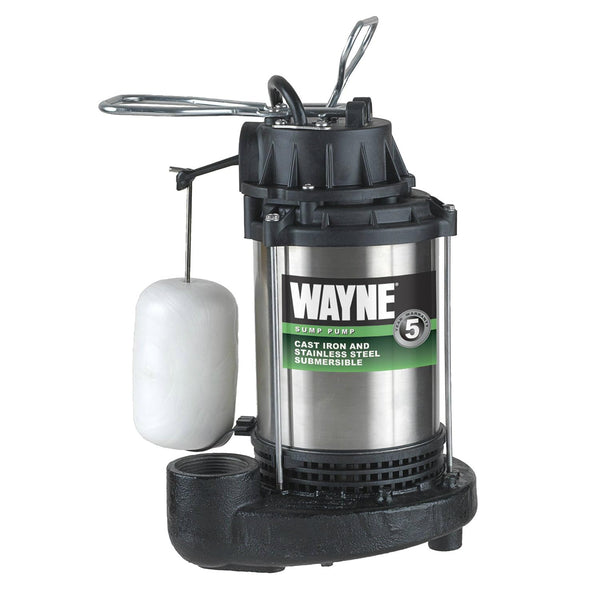 WAYNE - 1 HP Submersible Cast Iron and Stainless Steel Sump Pump with Integrated Vertical Float Switch - 6,100 Gallons Per Hour - Heavy Duty Basement Sump Pump