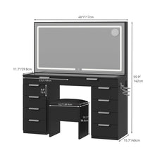 YITAHOME Vanity Desk, Makeup Vanity Set with Large Mirror, 10-Drawer Vanity Table with Power Hub & Hair Dryer Rack, Glass Top with Adjustable 3 Color Modes