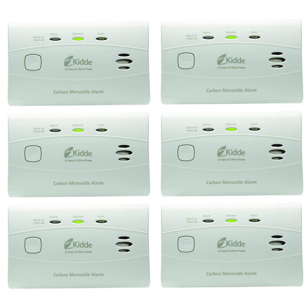 Kidde Carbon Monoxide Detector with 10-Year Battery, 3 LED Lights & Alarm Memory, 6 Pack