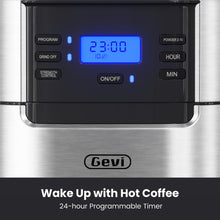 Gevi 10-Cup Drip Coffee Maker with Built-in Grinder, Programmable Brew Coffee Machine with Timer, Reusable Filter, 1.5L Water Tank, Coffee Pot, Warming Plate Burr Grinder Combo