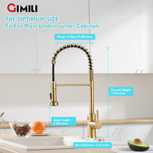 GIMILI Gold Touchless Kitchen Faucet with AC Adapter, Smart Motion Sensor Hands Free Single Handle Kitchen Sink Faucet with Pull Down Sprayer, Brushed Gold