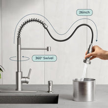 VIDEC Touch On Kitchen Faucet, 3 Modes Pull Down Sprayer, Smart Touch On Sensor Activated, Ceramic Disc Valve, 360-Degree Rotation, 1 or 3 Hole Deck Plate. (KW-62SN, Touch On, Brushed Nickel)