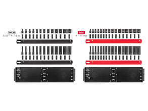 TEKTON 1/4 Inch Drive 6-Point Impact Socket Set with Rails and Trays, 58-Piece (5/32-11/16 in., 4-17 mm) | SID90202 (Pack of 1)