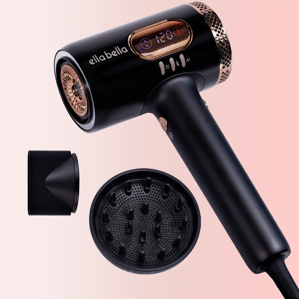 ELLA BELLA® Professional Smart Ionic Hair Dryer with Diffuser • Negative Ion Blow Dryer • Intelligent Heat Control & Wind Speeds • Suitable All Hair Types