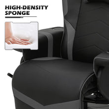 MoNiBloom Massage Video Gaming Recliner Chair Ergonomic High-Back PU Leather Gamer Chair with Neck Support and Footrest, Swivel Game Couch Single Sofa Theater Seating w/Speakers and Cupholders, Grey