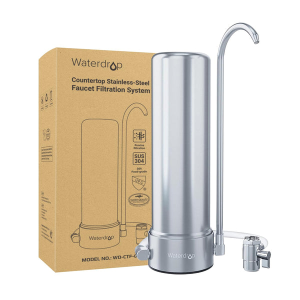 Waterdrop Countertop Water Filter, NSF/ANSI 42&372 Certified,5-Stage Stainless Steel Faucet Water Filter for 8000 Gallons, Reduces Heavy Metals, Bad Odor and 99% Chlorine,WD-CTF-01(1 Filter Included)