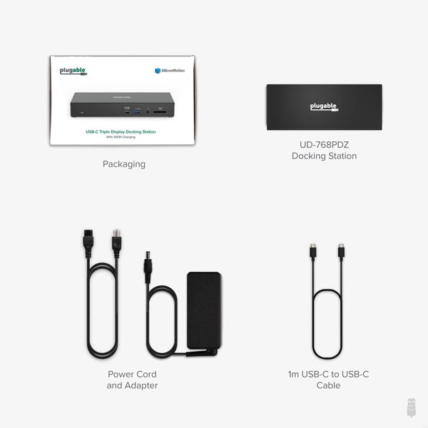 Plugable 13-in-1 USB-C Triple Monitor Docking Station with 100W Laptop Charging and 20W USB-C Charging - 3X HDMI Dock, Compatible with Windows, Mac with USB-C/Thunderbolt (Ethernet, 6X USB, SD Card)