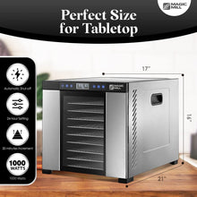 Magic Mill Food Dehydrator Machine | 11 Stainless Steel Trays | Adjustable Timer and Temperature Control | Jerky, Herb, Meat, Beef, Fruits and Vegetables Dryer | Safety Over Heat Protection