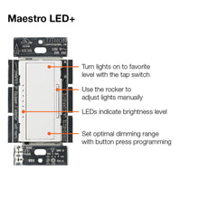 Lutron Maestro LED+ Dimmer Switch for Dimmable LED, Halogen and Incandescent Bulbs, 150W/Single-Pole or Multi-Location, MACL-153M-WH, White (8-Pack)