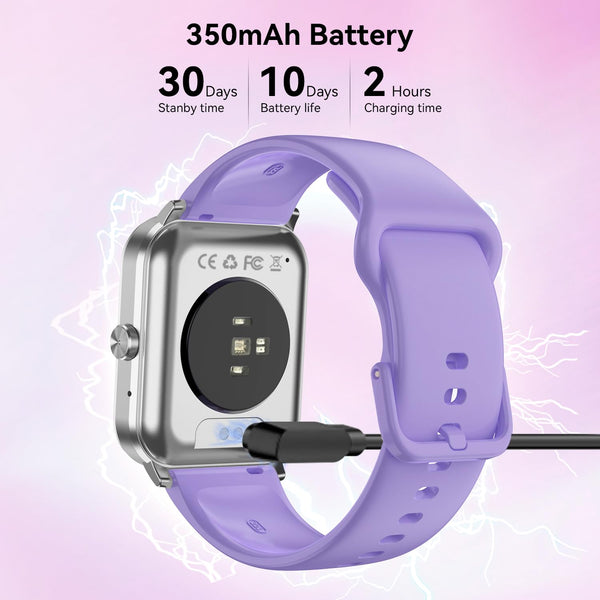 Smart Watch, 1.85" Smartwatch for Men Women (Answer/Make Call), Heart Rate, Sleep Monitor, Pedometer, Spo2, Activity Tracker, IP68 Waterproof Fitness Watch for Android iOS (Purple)