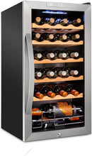 SCHMÉCKÉ 24 Bottle Compressor Wine Cooler Refrigerator w/Lock - Large Freestanding Wine Cellar For Red, White, Champagne or Sparkling Wine - 41f-64f Digital Temperature Control Fridge Stainless Steel