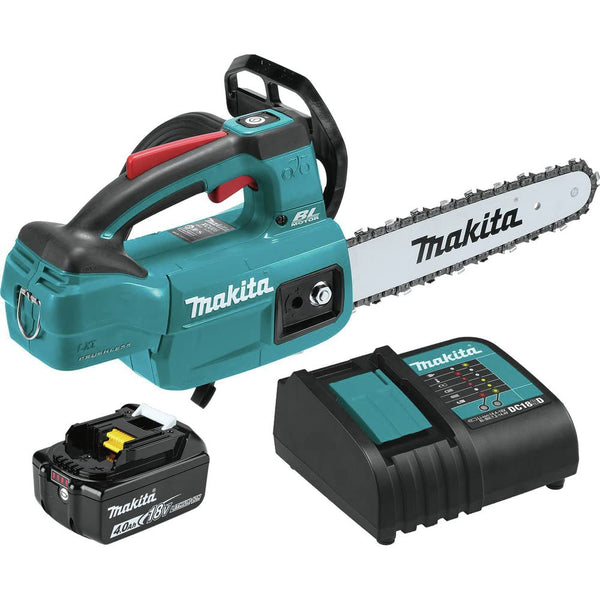 Makita XCU06SM1 Lithium-Ion Brushless Cordless (4.0Ah) 18V LXT 10" Top Handle Chain Saw Kit, Teal