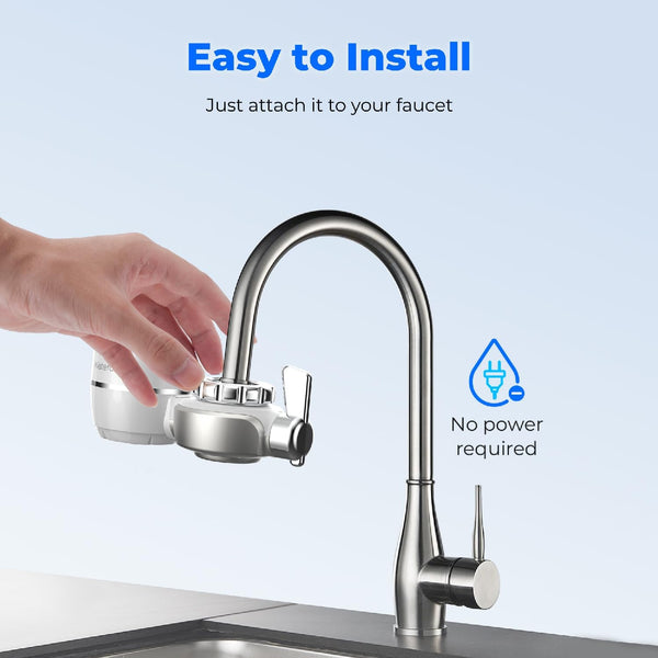 Waterdrop Water Filter for Sink Faucet, NSF Certified Water Purifier, 320 Gallon Tap Water Filter for Kitchen Sink, Reduces Chlorine, Lead-Free Material, Faucet Mount Water Filtration System, 1 Filter