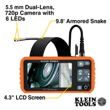 Klein Tools ET19 Wi-Fi Pro Borescope, Inspection Camera, Dual-Lens, 9.8-Foot Armored Gooseneck, Waterproof, 6-LED Lights, for Android and iOS Device