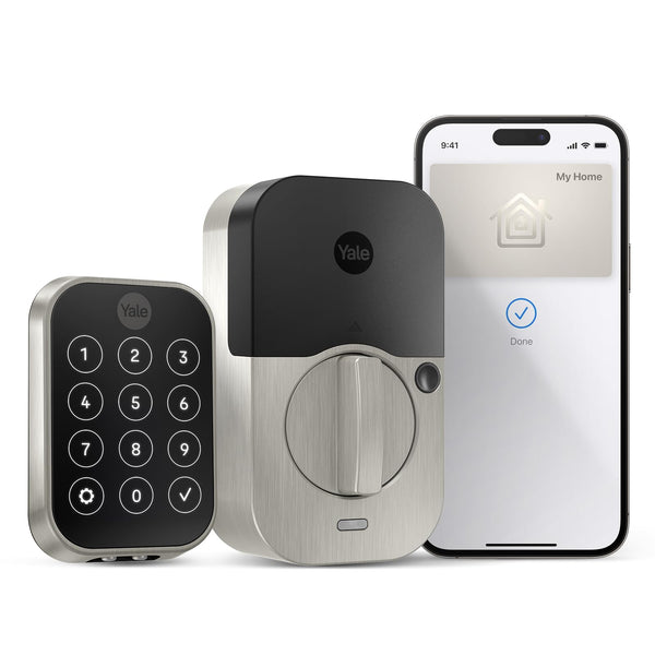 Yale Assure Lock 2 Plus Apple Home Keys (Tap to Open) Deadbolt, Satin Nickel Smart Keyless Entry Door Lock with Wi-Fi Connected Keypad for Code Entry and Remote Access, YRD450-N-WF1-619