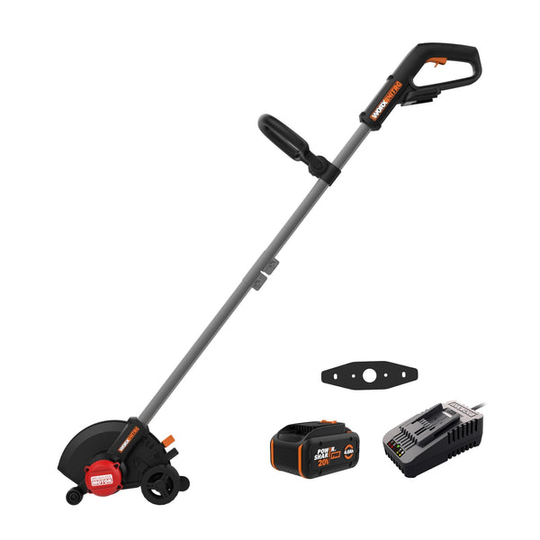 WORX Nitro 20V 7" Cordless Edger 3 Depth Settings, Battery Powered Driveway Edger with Dual Wheels, High-Performance Brushless Trencher Precision Edge Guide WG898 – Battery & Charger Included