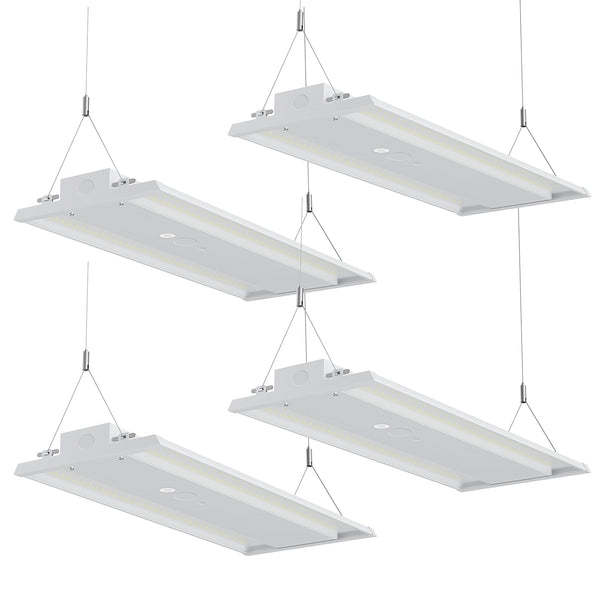 JC-LGL LED Linear High Bay Light, 210W LED High Bay Shop Lights Fixture, Compatible with Industrial 120-277V, 31500LM LED Linear High Bay Light for Shop Garage Warehouse, UL Complied, 4 Pack, White