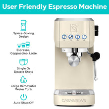 CASABREWS Espresso Machine 20 Bar, Stainless Steel Coffee Maker with Steam Milk Frother, Espresso Coffee Machine Cappuccino Latte Machine with 49oz Removable Water Tank, Creamy