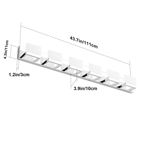 Tipace Modern 6 Lights LED Vanity Light for Bathroom Up and Down Chrome Bathroom Wall Light Fixtures Over Mirror(White Light 6000K)