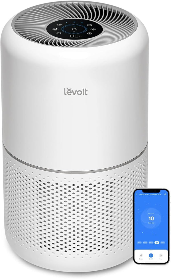 LEVOIT Air Purifiers for Home Bedroom, Smart WiFi, HEPA Sleep Mode for Home Large Room, Quiet Cleaner for Pet Hair, Allergies, Dust, Smoke, Pollon, White Noise, Alexa Control, Core300S-P, White