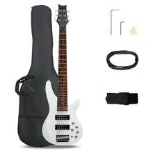 Ktaxon Bass Guitar 6 String Electric Bass Guitars, Beginner Bass Guitar with Professional H-H pickup, 3 Way Pickup Selector, Premium Cable, Unique Body Design for Beginner (Upgraded White)