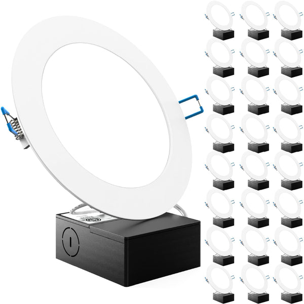 Sunco 24 Pack Recessed Lighting 6 Inch LED, Canless Ceiling Lights Slim with Junction Box, 850 LM, 14W (100W Equivalent), 5000K Daylight, Dimmable, Wafer Thin, 50000 Lifetime Hours ETL