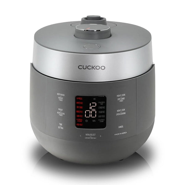 CUCKOO CRP-ST0609FG 6-Cup (Uncooked) / 12-Cup (Cooked) Twin Pressure Rice Cooker & Warmer with Nonstick Inner Pot, 16 Menu Options, 3 Voice Guide, Auto Clean (Gray)