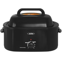 Sunvivi Roaster Oven, Electric Roaster Oven with Viewing Lid, 28lb 24-Quart Turkey Roaster with Unique Defrost/Warm Function, Large Roaster with Removable Pan & Rack, Stainless Steel, Black