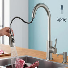 VIDEC Smart Kitchen Faucet, 3 Modes Pull Down Sprayer, Smart Touch On Sensor Activated, Ceramic Disc Valve, 360-Degree Rotation, 1 or 3 Hole Deck Plate. (KW-69SN, Brushed Nickel/Stainless Steel)