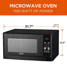 COMMERCIAL CHEF 1.4 Cubic Foot Microwave with 10 Power Levels, Small Microwave with Push Button, 1100 Watt Microwave with Digital Control Panels, Countertop Microwave with Timer, Black