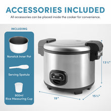 Aroma Housewares 60-Cup (Cooked) (30-Cup UNCOOKED) Commercial Rice Cooker, Stainless Steel Exterior (ARC-1130S), Silver