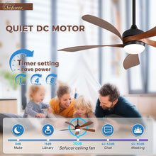 Sofucor 52 Inch Ceiling Fans with Lights and Remote, Outdoor Ceiling Fan with Light 6-Speed 3 CCT 3-Timer, Low Profile Ceiling Fan 5 Blade Noiseless Reversible DC Motor for Living Room Bedroom Patio