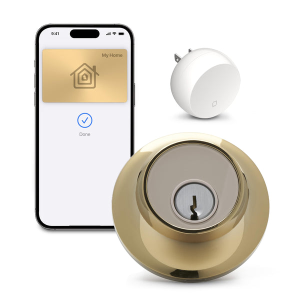 Level Lock+ WiFi Deadbolt Smart Lock - World's Smallest Smart Lock Plus Apple Home Key - Lock/Unlock Anywhere - Level App for iOS & Android - Works with Apple Home, Alexa, GoogleHome (Polished Brass)