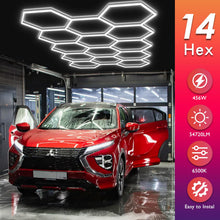 BRILLIHOOD Hexagon Garage Lights, LED Honeycomb Garage Lights, 456W, 54720LM, 6500K Super Bright, 14 Grid Systems Car Detailing Lights for Garage Warehouse Workshop Basement Gym