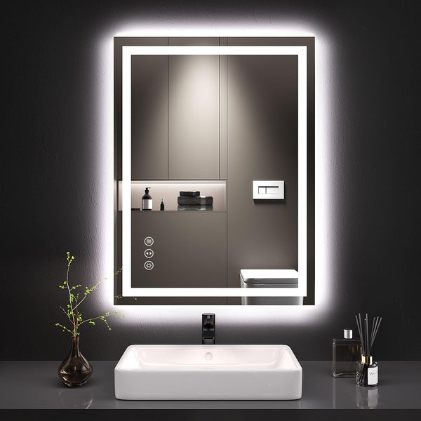 LOAAO 24X32 LED Bathroom Mirror with Lights, Anti-Fog, Dimmable, Backlit + Front Lit, Lighted Bathroom Vanity Mirror for Wall, Memory Function, Tempered Glass, Shatter-Proof, ETL Listed