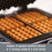 All-Clad Electric Stainless Steel Waffle Maker 4 slice, Digital screen and audible beep alert 7 Browning Levels, Square, Belgium Waffle, Removable Plates, Dishwasher Safe Silver