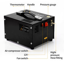 PCP Air Compressor 4500Psi/30Mpa Water/Oil Free PCP Air Pump Rifle,12V Automotive DC 110V AC PCP Airgun Compressor With Power Converter,Built-in Fan,Suitable for Paintball, Air Rifle