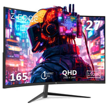 Z-Edge 27-inch Curved Gaming Monitor 16:9 2560x1440 165/144Hz 1ms Frameless LED Gaming Monitor, UG27Q AMD Freesync Premium Display Port HDMI