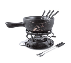 Swissmar Gruyere 9 Piece Ceramic Fondue Set, Black