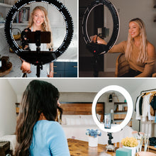 Lume Cube LED Ring Light for Videos, Selfies, Live Streaming |18” Circle Light with Stand, Phone Holder, and Camera Mount | Portable + 6.5 ft Tripod Stand and Travel Case | Battery Not Included